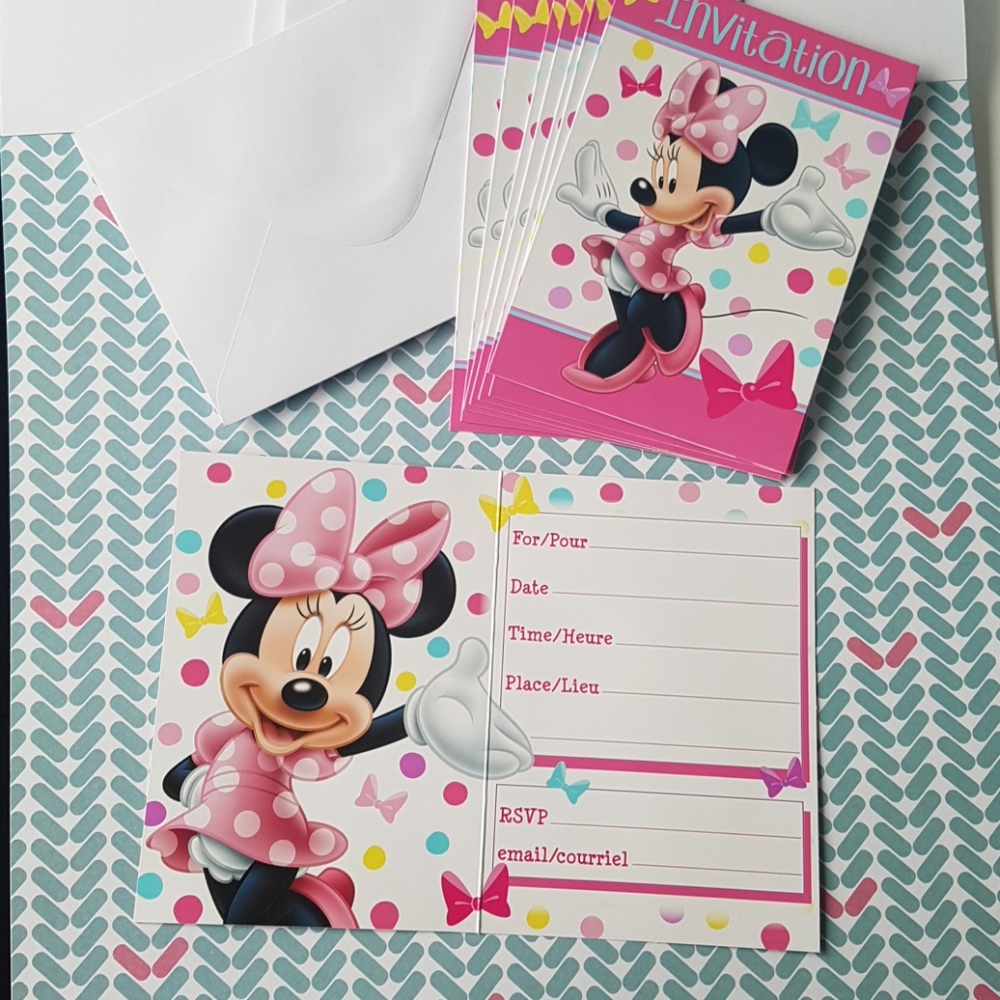 16 pcs Disney Minnie Invitation Cards with Envelopes